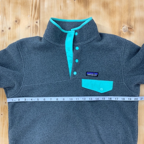 Patagonia Synchilla Snap-T Pullover Grey & Mint Green Sz S - Picture 9 of 10